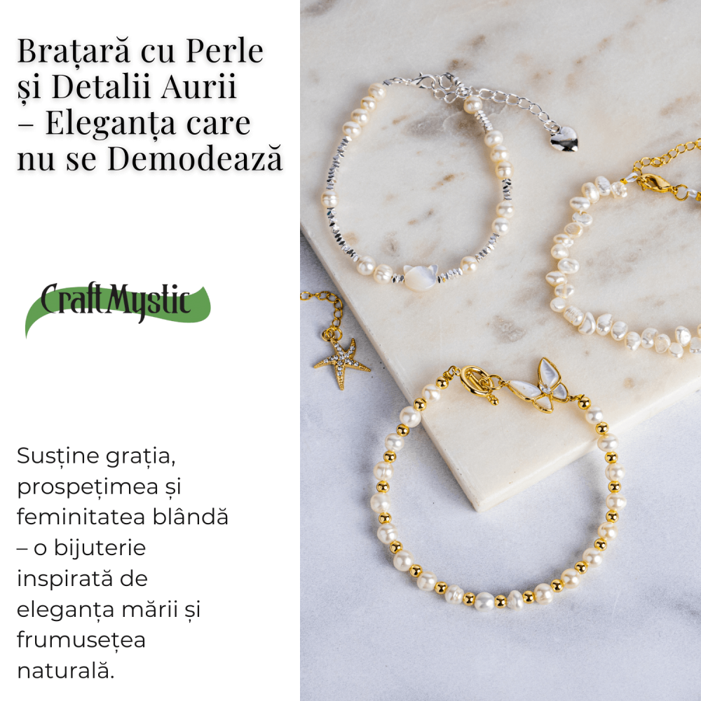 Bratara cu perle si detalii aurii – Eleganta care nu se demodeaza [3]