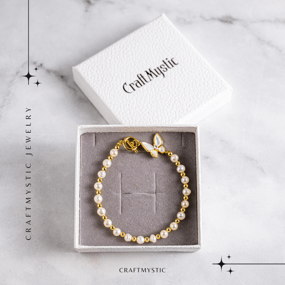 Bratara cu perle si detalii aurii – Eleganta care nu se demodeaza [7]