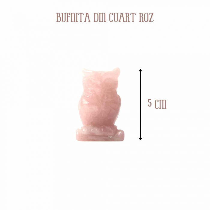 Figurina 5 cm Bufnita din cristal vindecator Cuart roz - Sculptat in forma de bufnita cu piatra vindecatoare, artizanat pentru biroul de acasa [2]