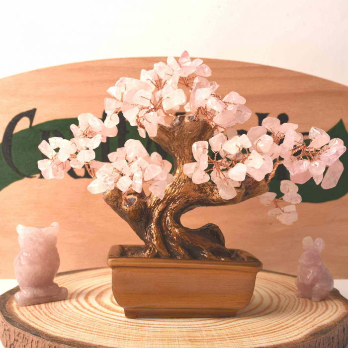 Figurina 5 cm Bufnita din cristal vindecator Cuart roz - Sculptat in forma de bufnita cu piatra vindecatoare, artizanat pentru biroul de acasa [5]