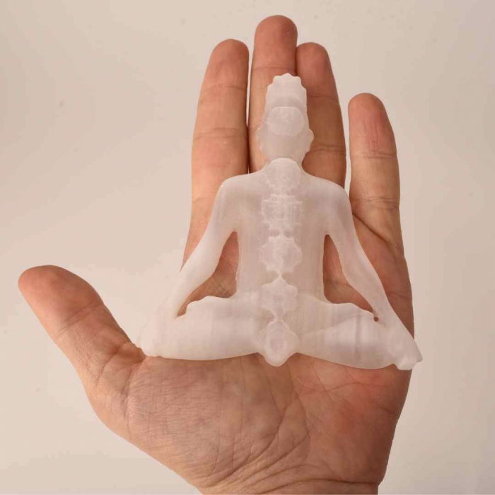 Cristal de selenit sculptat in forma de femeie 10 cm cu cele 7 chakre - Pentru decor si vindecare energetica [4]