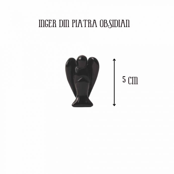 Figurina 5 cm inger din cristal vindecator Obsidian - Sculptura manuala din piatra naturala lustruita - Decor pentru camera birou cu energie reiki pentru femei barbati - Copie [2]