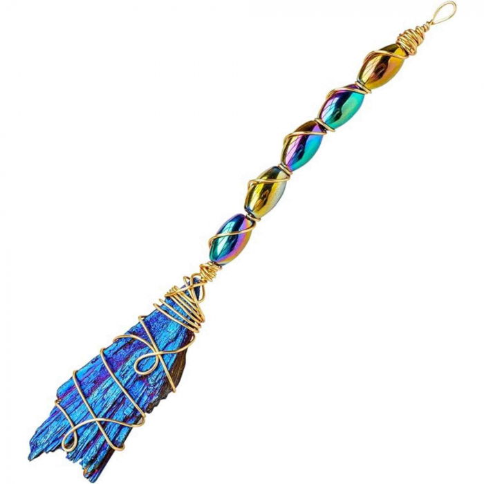 Matura Decorativa din Turmalina neagra electroplacata curcubeu Perfecta pentru Meditatie si Arta [1]