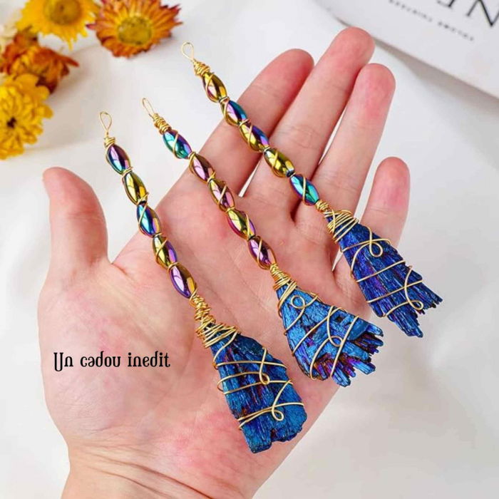 Matura Decorativa din Turmalina neagra electroplacata curcubeu Perfecta pentru Meditatie si Arta [4]