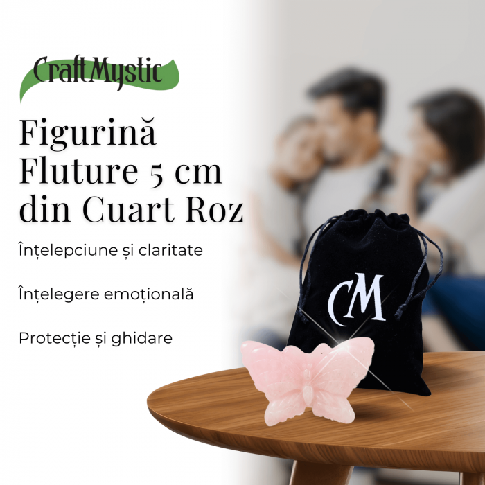 Figurina Fluture din Cuart Roz Natural, 5 cm - Incurajeaza Iubirea de Sine si Armonia Emotionala [3]