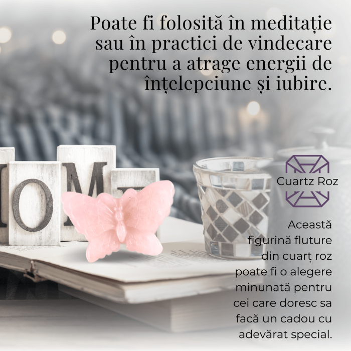 Figurina Fluture din Cuart Roz Natural, 5 cm - Incurajeaza Iubirea de Sine si Armonia Emotionala [6]