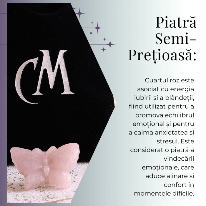 Figurina Fluture din Cuart Roz Natural, 5 cm - Incurajeaza Iubirea de Sine si Armonia Emotionala [2]