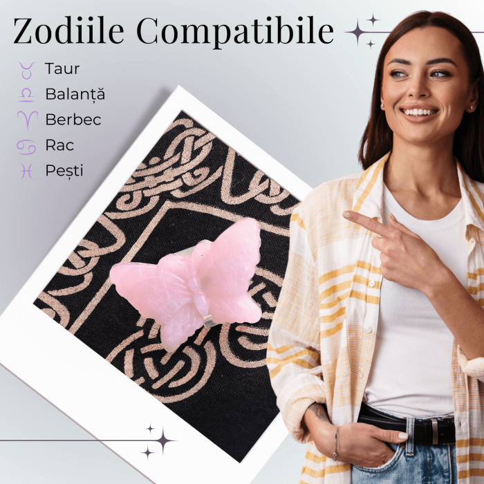 Figurina Fluture din Cuart Roz Natural, 5 cm - Incurajeaza Iubirea de Sine si Armonia Emotionala [8]