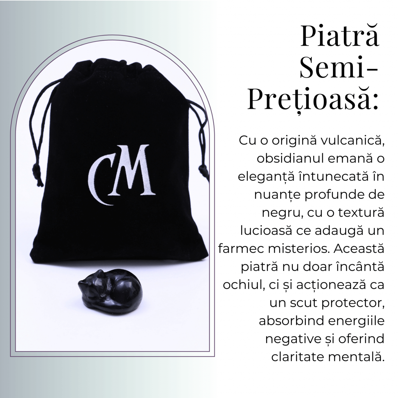 Figurina Pisicuta Adormita 4 cm din Obsidian Natural - Protectie si Liniste [5]