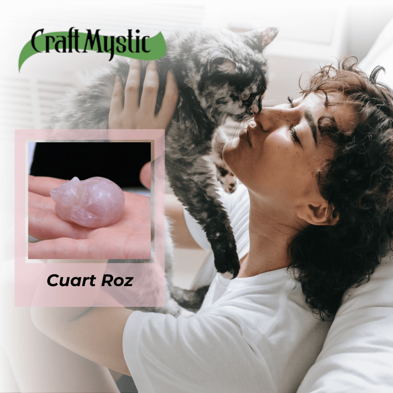 Figurina Pisicuta Adormita 4 cm din Cuart Roz - Iubire si Liniste [4]