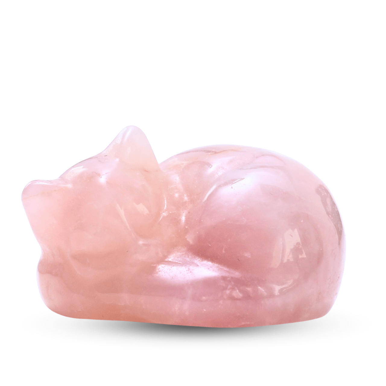 Figurina Pisicuta Adormita 4 cm din Cuart Roz - Iubire si Liniste [1]