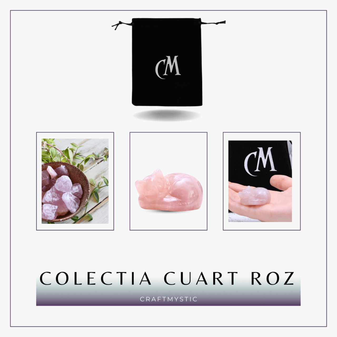 Figurina Pisicuta Adormita 4 cm din Cuart Roz - Iubire si Liniste [9]