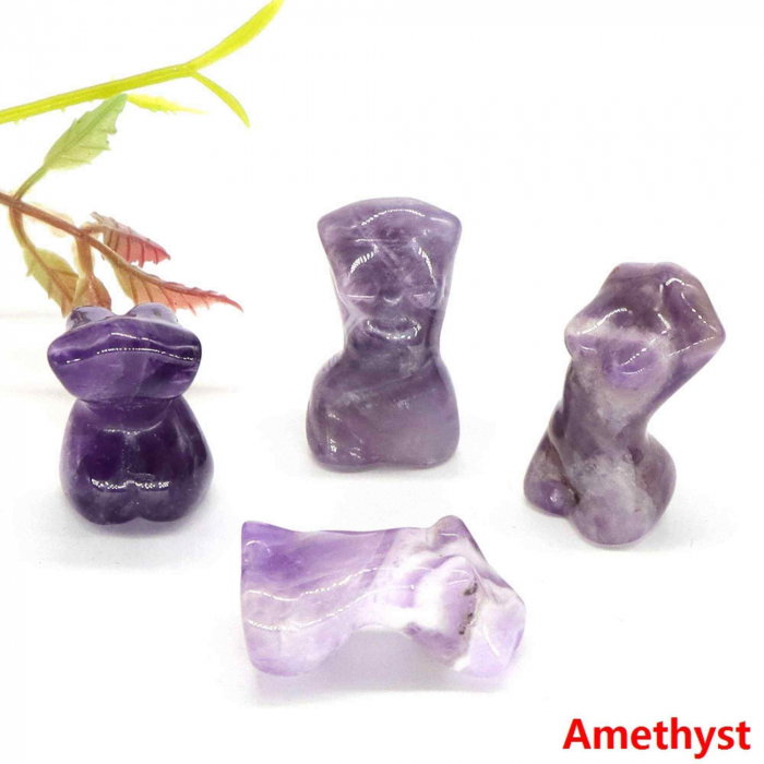 Forma bust femeie din cristal natural Ametist 4 cm sculptat manual [3]