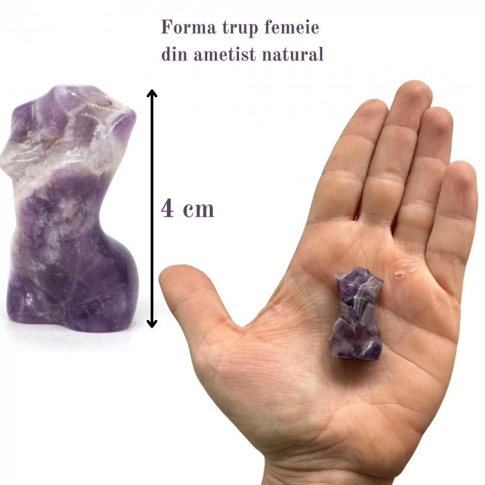 Forma bust femeie din cristal natural Ametist 4 cm sculptat manual [2]