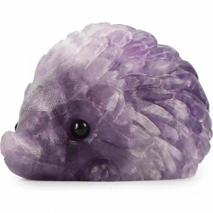 Figurina arici 4cm de cristal semipretios Ametist -Sculptata manual pentru Reiki, decoratiuni interioare [1]