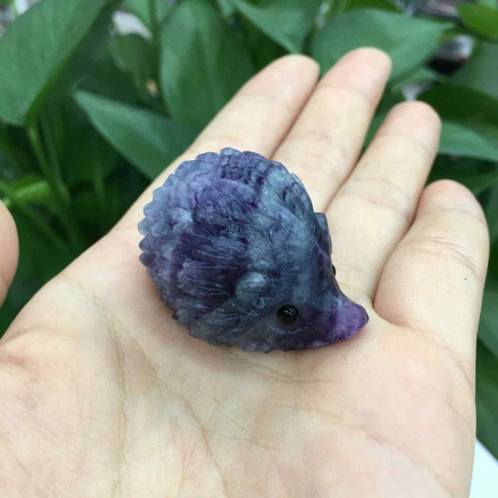 Figurina arici 4cm de cristal semipretios Ametist -Sculptata manual pentru Reiki, decoratiuni interioare [5]