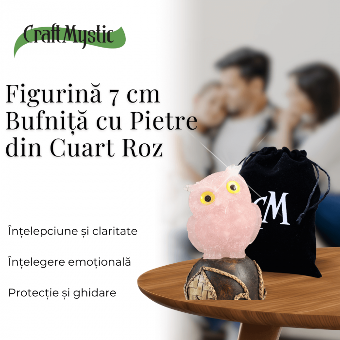 Figurina Bufnita din Cuart Roz – Simbol al Iubirii si Armoniei [5]