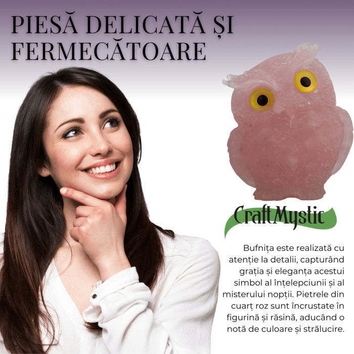 Figurina Bufnita din Cuart Roz – Simbol al Iubirii si Armoniei [4]