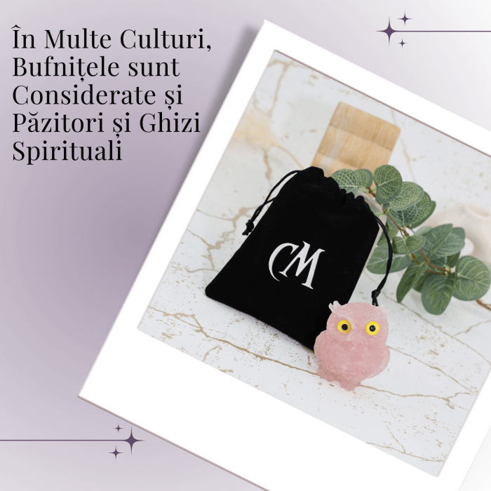 Figurina Bufnita din Cuart Roz – Simbol al Iubirii si Armoniei [6]