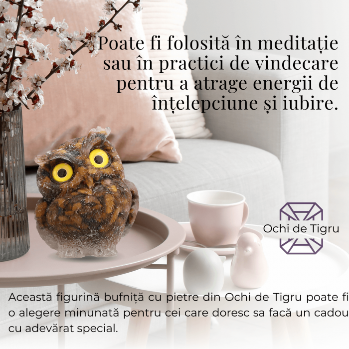 Figurina Bufnita din Ochi de Tigru – Protectie si Claritate Mentala [4]