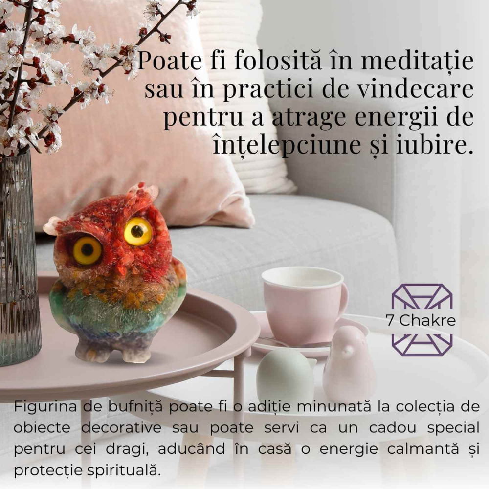 Figurina Bufnita 7 Chakre din Pietre Naturale, Armonie si Echilibru [3]