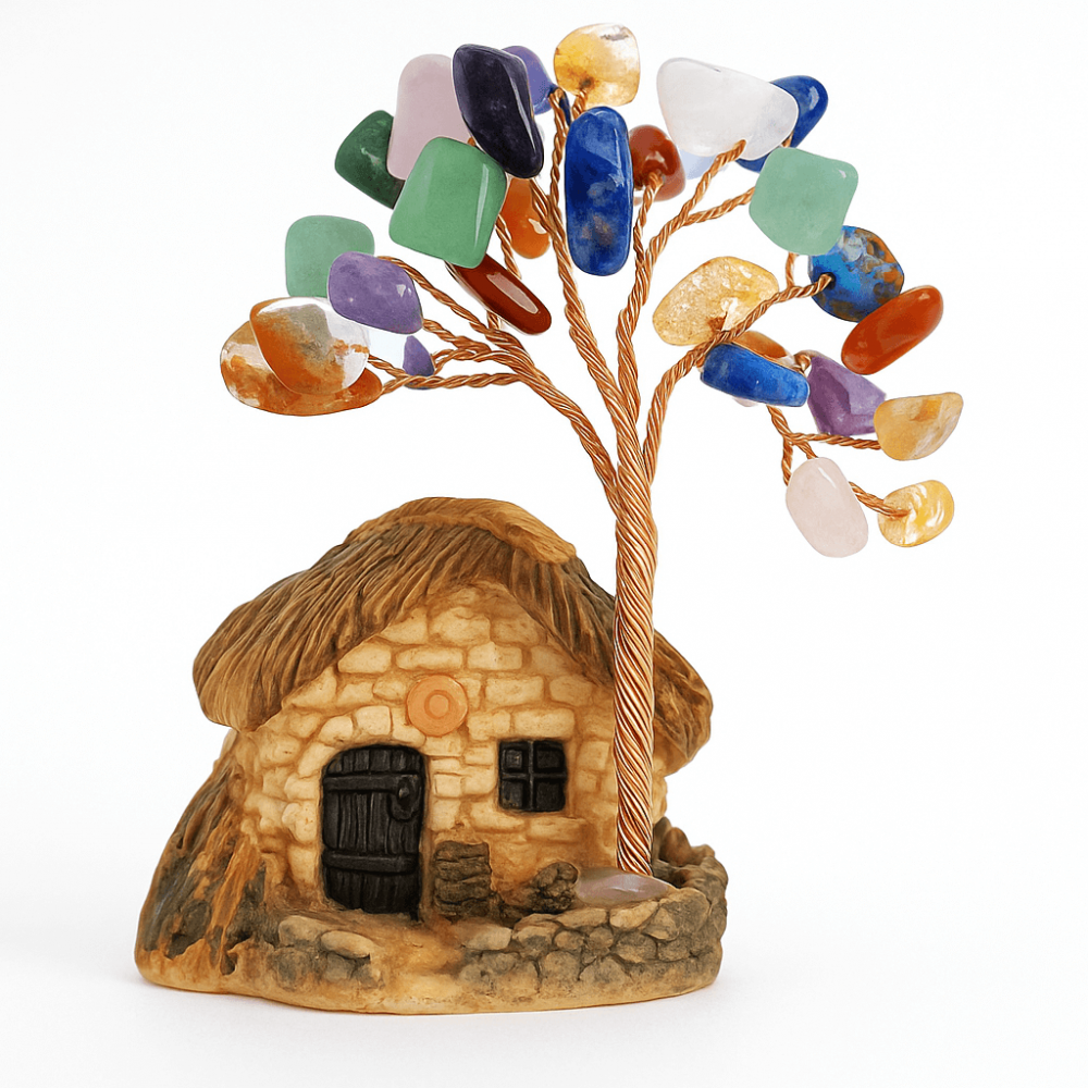 Figurina casuta cu ramuri din cristale naturale 7 chakra - Decoratiune interior sau exterior, pentru casa, birou, acvariu [1]