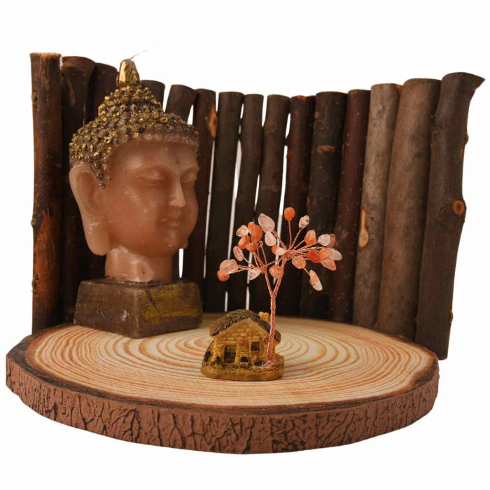 Figurina casuta cu ramuri din cristale naturale Agat Rosu - Decoratiune interior sau exterior, pentru casa, birou, acvariu [5]