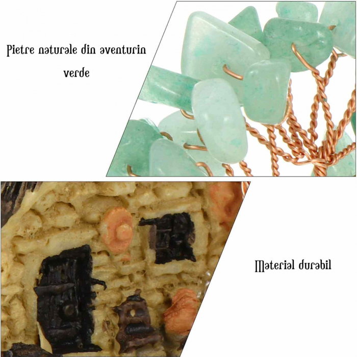 Figurina casuta cu ramuri din cristale naturale Aventurin Verde - Decoratiune interior sau exterior, pentru casa, birou, acvariu [4]