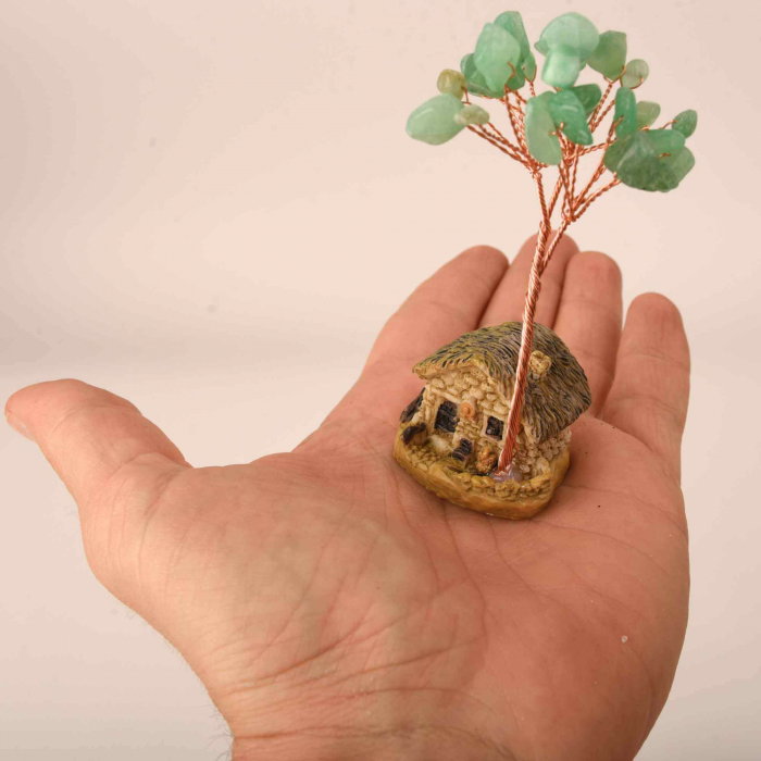Figurina casuta cu ramuri din cristale naturale Aventurin Verde - Decoratiune interior sau exterior, pentru casa, birou, acvariu [5]