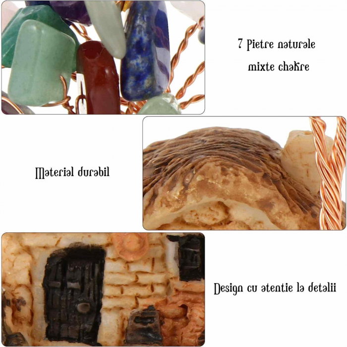 Figurina casuta cu ramuri din cristale naturale 7 chakra - Decoratiune interior sau exterior, pentru casa, birou, acvariu [3]