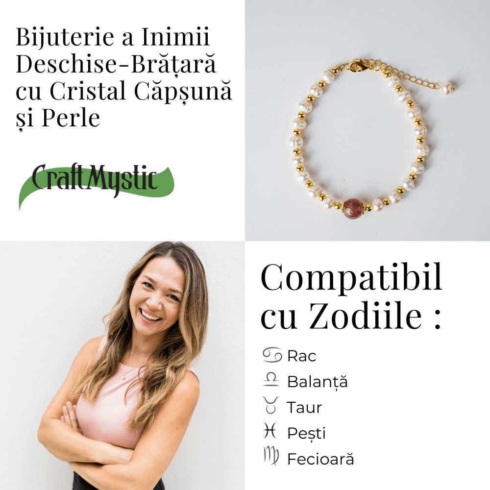 Bijuterie a Inimii Deschise – Bratara cu Cristal Capsuna si Perle [5]