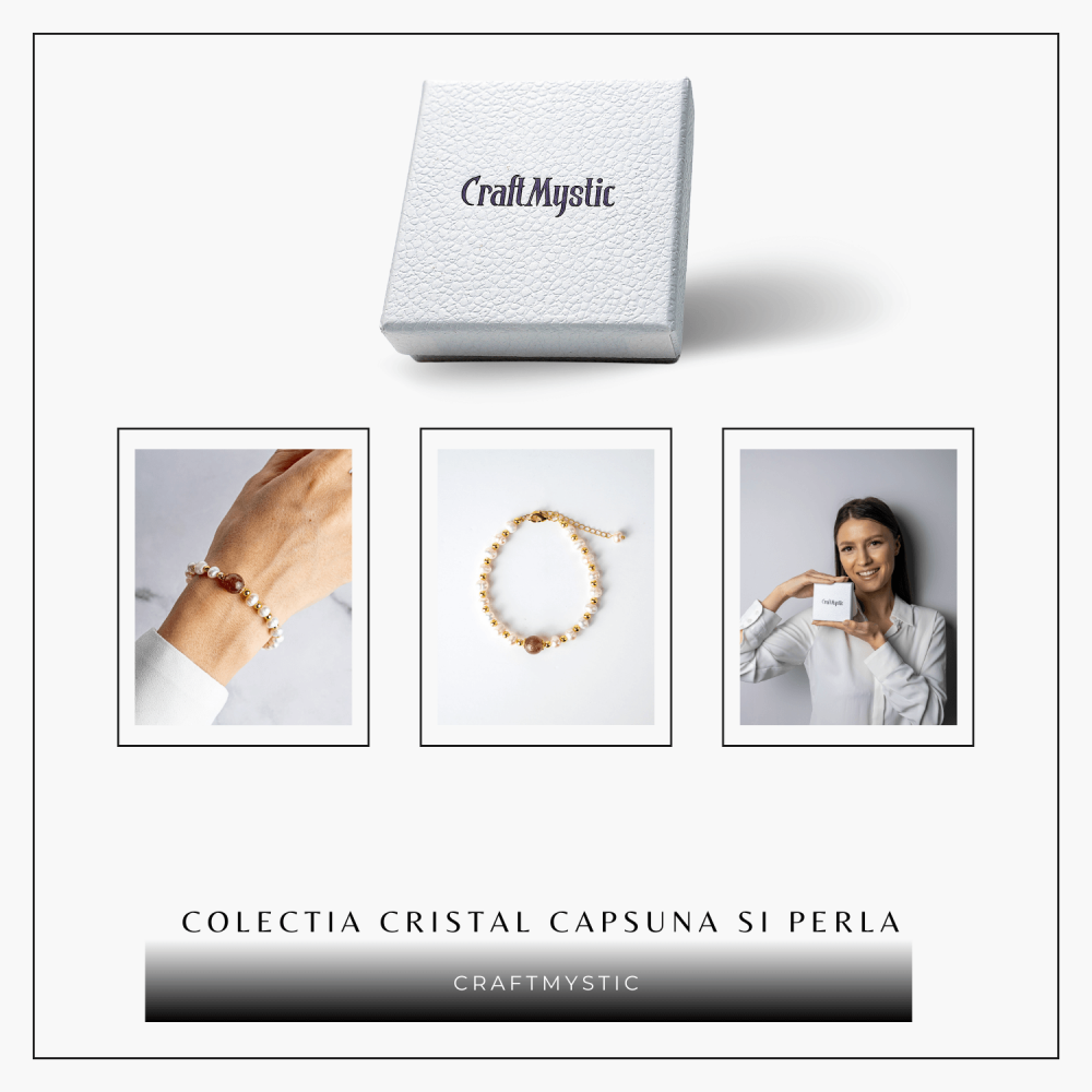 Bijuterie a Inimii Deschise – Bratara cu Cristal Capsuna si Perle [8]