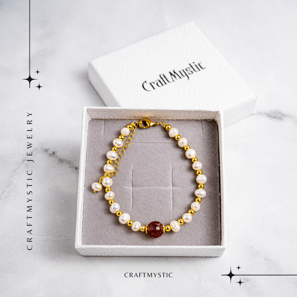 Bijuterie a Inimii Deschise – Bratara cu Cristal Capsuna si Perle [7]