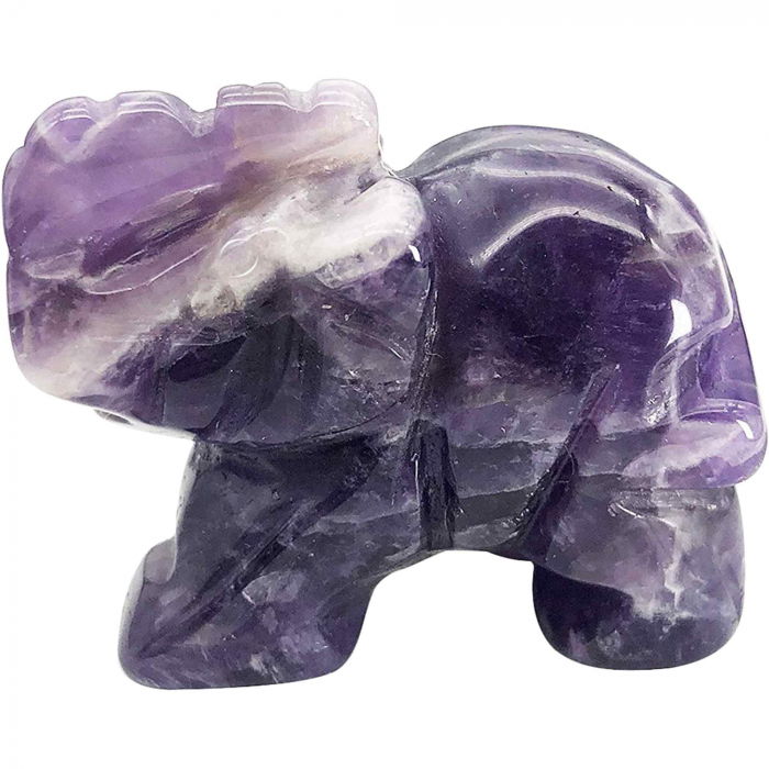 Figurina elefant din piatra semi-pretioasa sculptata manual - Statuie din cristale vindecatoare Reiki de buzunar pentru meditatie, pace [1]