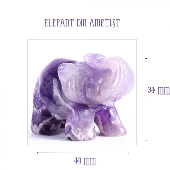 Figurina elefant din piatra semi-pretioasa sculptata manual - Statuie din cristale vindecatoare Reiki de buzunar pentru meditatie, pace [3]