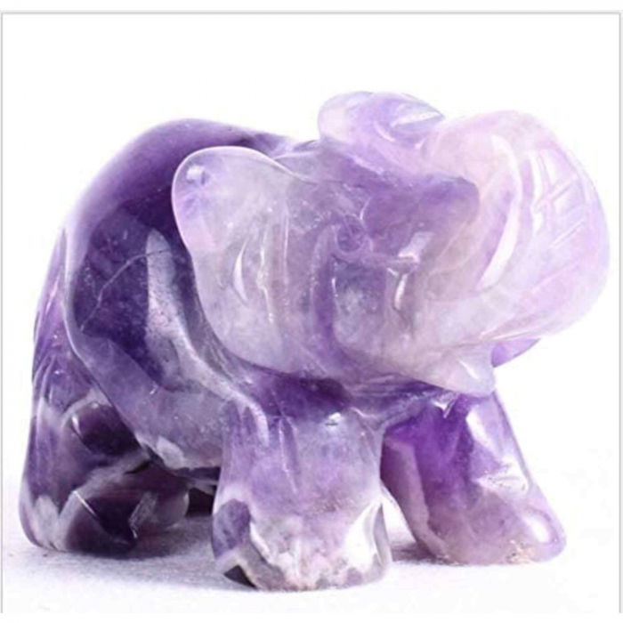 Figurina elefant din piatra semi-pretioasa sculptata manual - Statuie din cristale vindecatoare Reiki de buzunar pentru meditatie, pace [2]