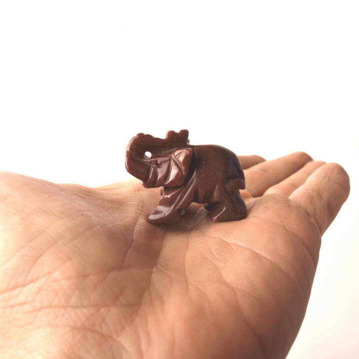 Figurina elefant din piatra semi-pretioasa sculptata manual - Statuie din cristale vindecatoare Reiki de buzunar pentru meditatie, pace [2]