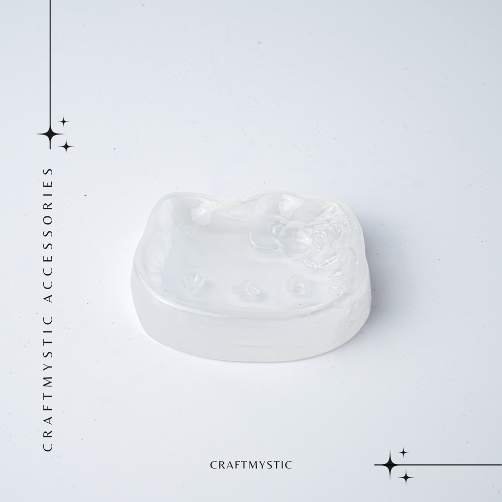 Placa Decorativa din Selenit Natural 5.5cm – Figurina Hello Kitty pentru Purificare si Armonie Energetica [7]