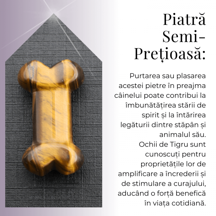 Figurina in Forma de Os din Cristale Naturale - Ametist, Ochi de Tigru, Obsidian si Cuart Roz, 30mm [15]