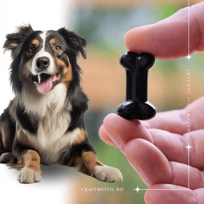 Figurina in Forma de Os din Cristale Naturale - Ametist, Ochi de Tigru, Obsidian si Cuart Roz, 30mm [26]