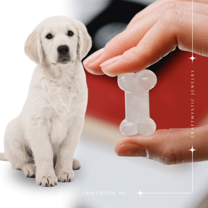 Figurina in Forma de Os din Cristale Naturale - Ametist, Ochi de Tigru, Obsidian si Cuart Roz, 30mm [18]