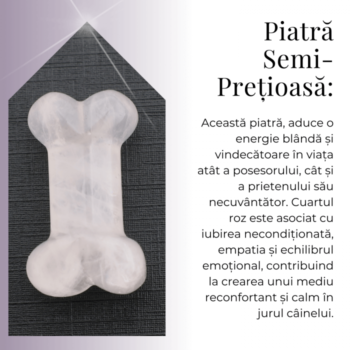 Figurina in Forma de Os din Cristale Naturale - Ametist, Ochi de Tigru, Obsidian si Cuart Roz, 30mm [23]