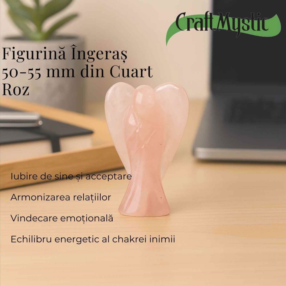 Ingeras din cuart roz 50-55 mm – Energie de iubire și protectie blanda [6]