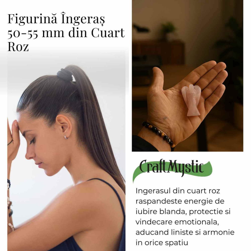 Ingeras din cuart roz 50-55 mm – Energie de iubire și protectie blanda [3]