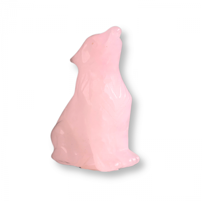Figurina Lup din Cuart Roz Natural, 5 cm - Favorizeaza Echilibrul Emoțional si Armonia [9]