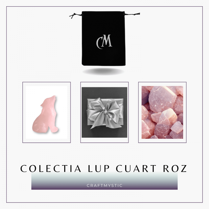 Figurina Lup din Cuart Roz Natural, 5 cm - Favorizeaza Echilibrul Emoțional si Armonia [10]