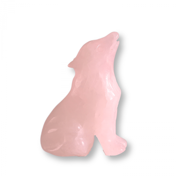 Figurina Lup din Cuart Roz Natural, 5 cm - Favorizeaza Echilibrul Emoțional si Armonia [1]