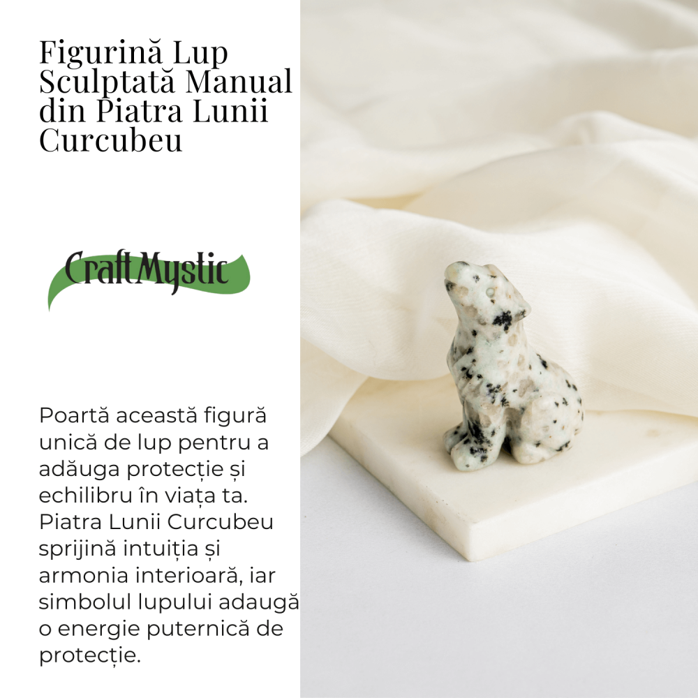 Figurina Lup din Piatra Lunii Curcubeu - Energie si Protecte Spirituala [3]