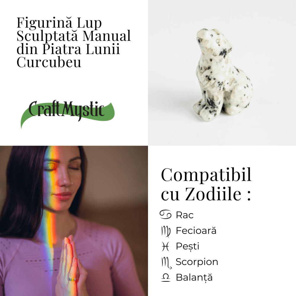 Figurina Lup din Piatra Lunii Curcubeu - Energie si Protecte Spirituala [5]