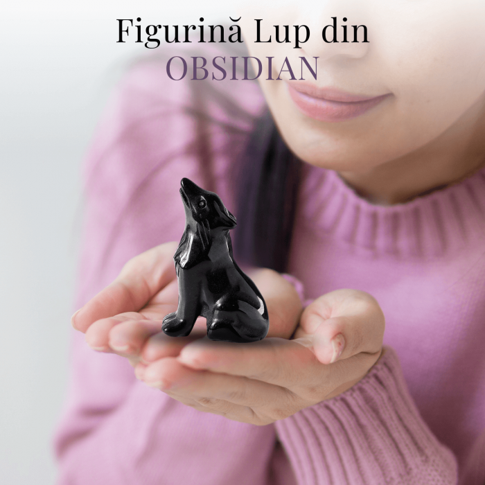 Figurina Lup din Obsidian Natural, 5 cm - Protector Energetic si Sprijin în Transformare [3]
